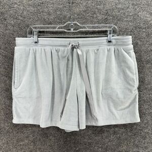 Jaclyn Shorts Women XL Gray Striped High Rise Chino Drawstring Pockets Casual